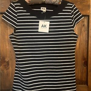 AK Anne Klein Black and White Striped Top